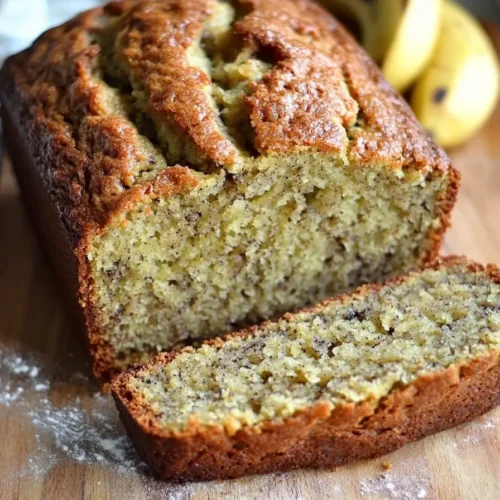 Freshly baked 4 Ingredient Banana Bread on a cutting board