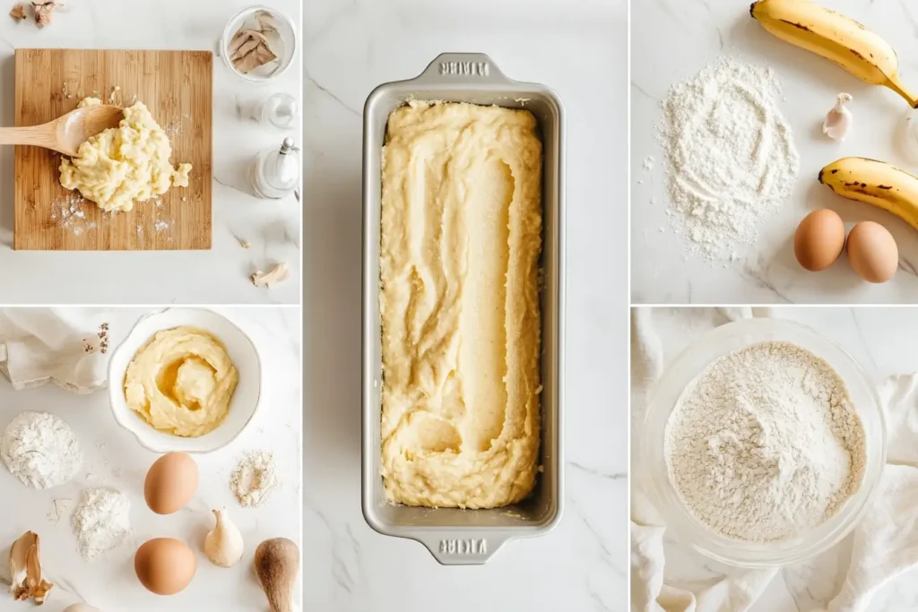 Step-by-step process for making 4 Ingredient Banana Bread