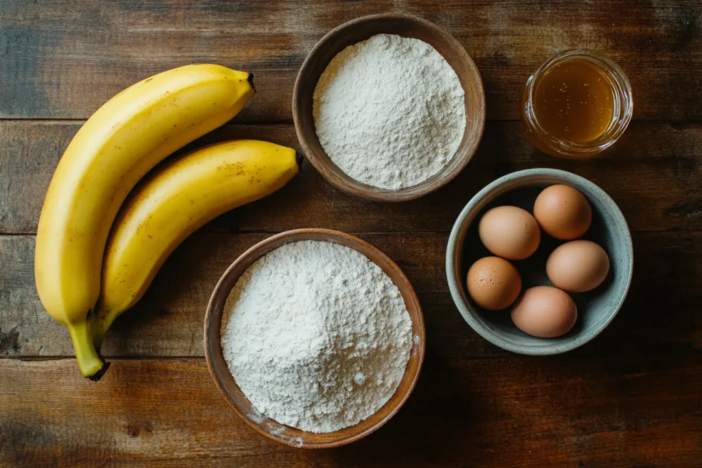 Four key ingredients for simple banana bread