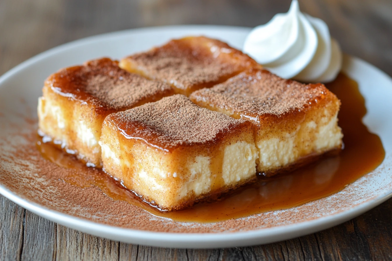 Churro cheesecake recipe with caramel drizzle and whipped cream