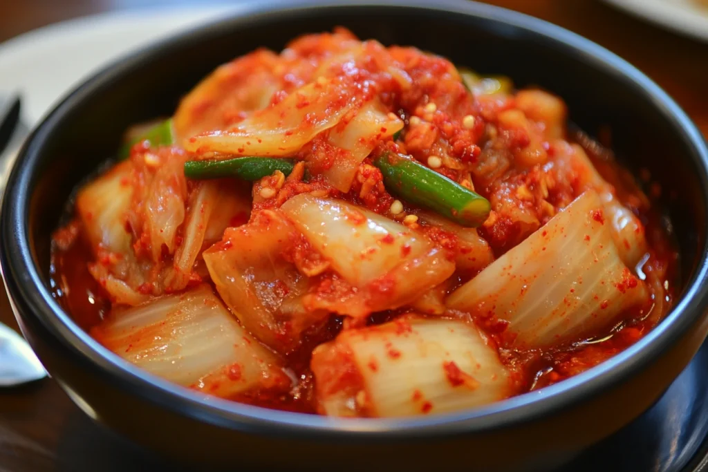 Bowl of naturally prepared kimchi paste