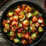 Naturally delicious and fresh cucumber kimchi.