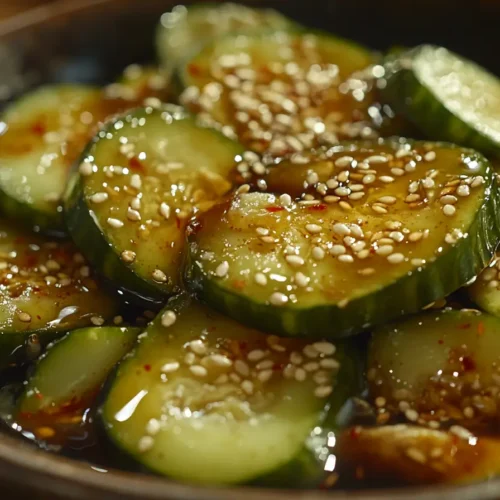 Din Tai Fung cucumber recipe in dark soy sauce.