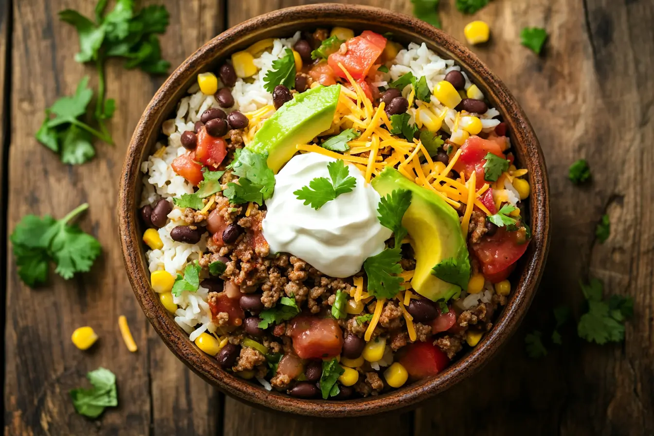 Delicious and customizable taco bowl recipe