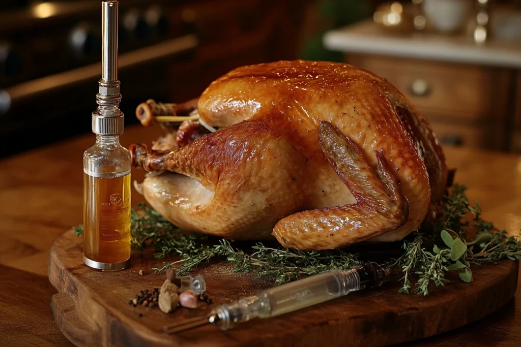 Roasted turkey prepared with Turkey Injection Recipe