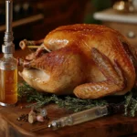 Roasted turkey prepared with Turkey Injection Recipe