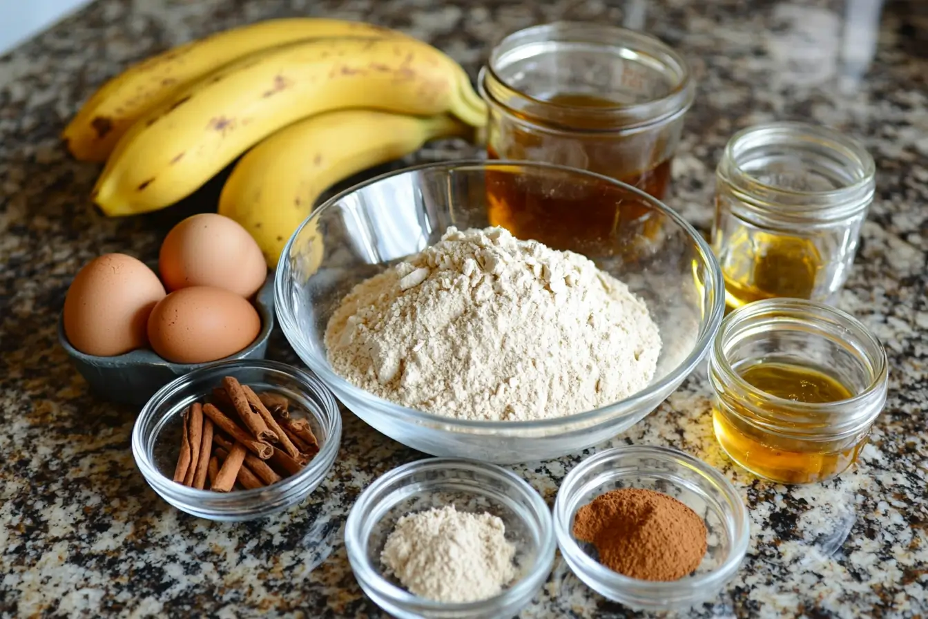 Ingredients for almond flour banana muffins