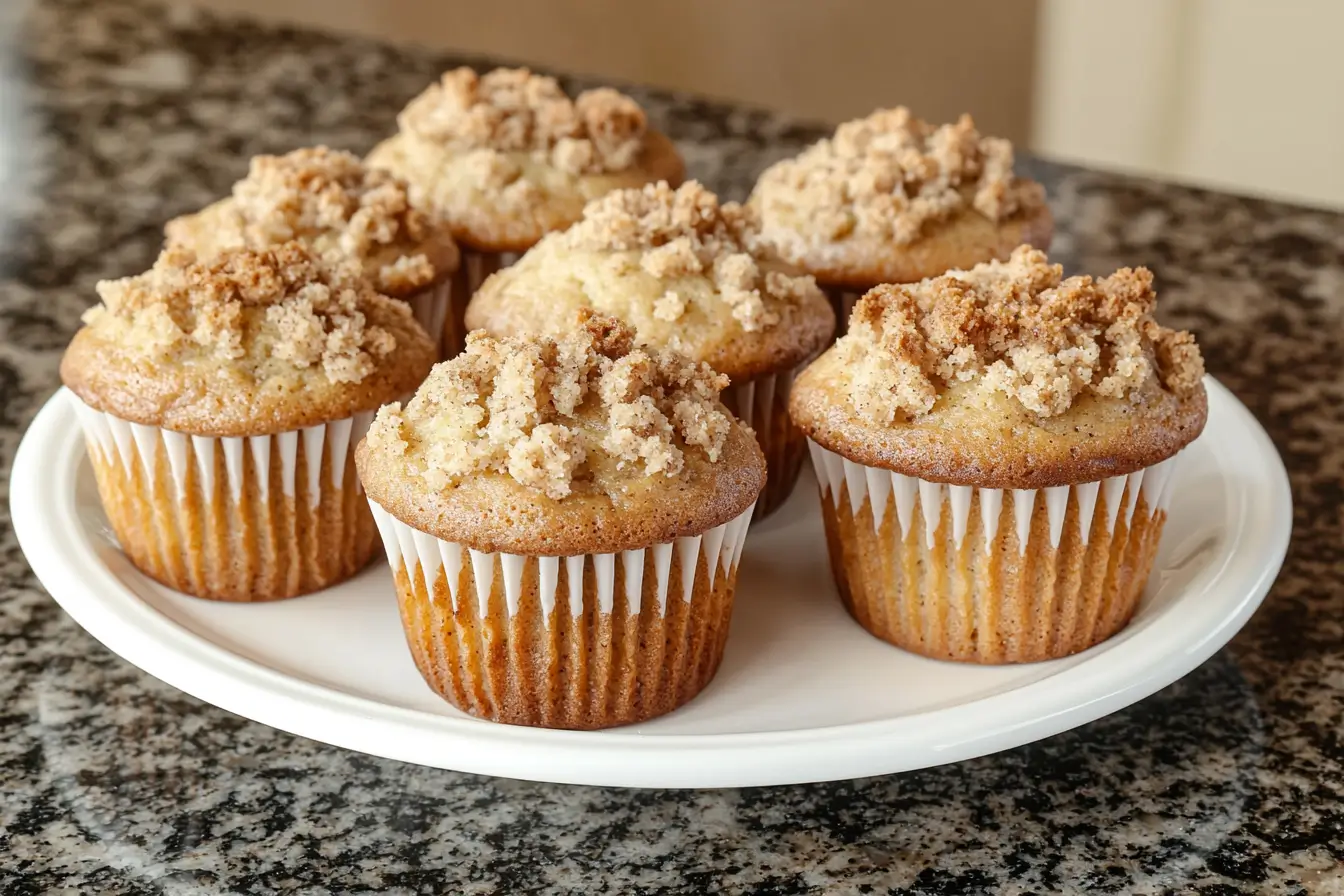 Delicious coffee cake muffins on a plate