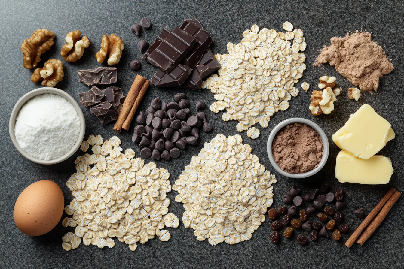 Gluten free oatmeal cookies ingredients on countertop