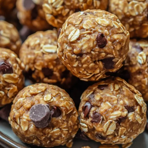 Peanut Butter Oatmeal Balls on Plate