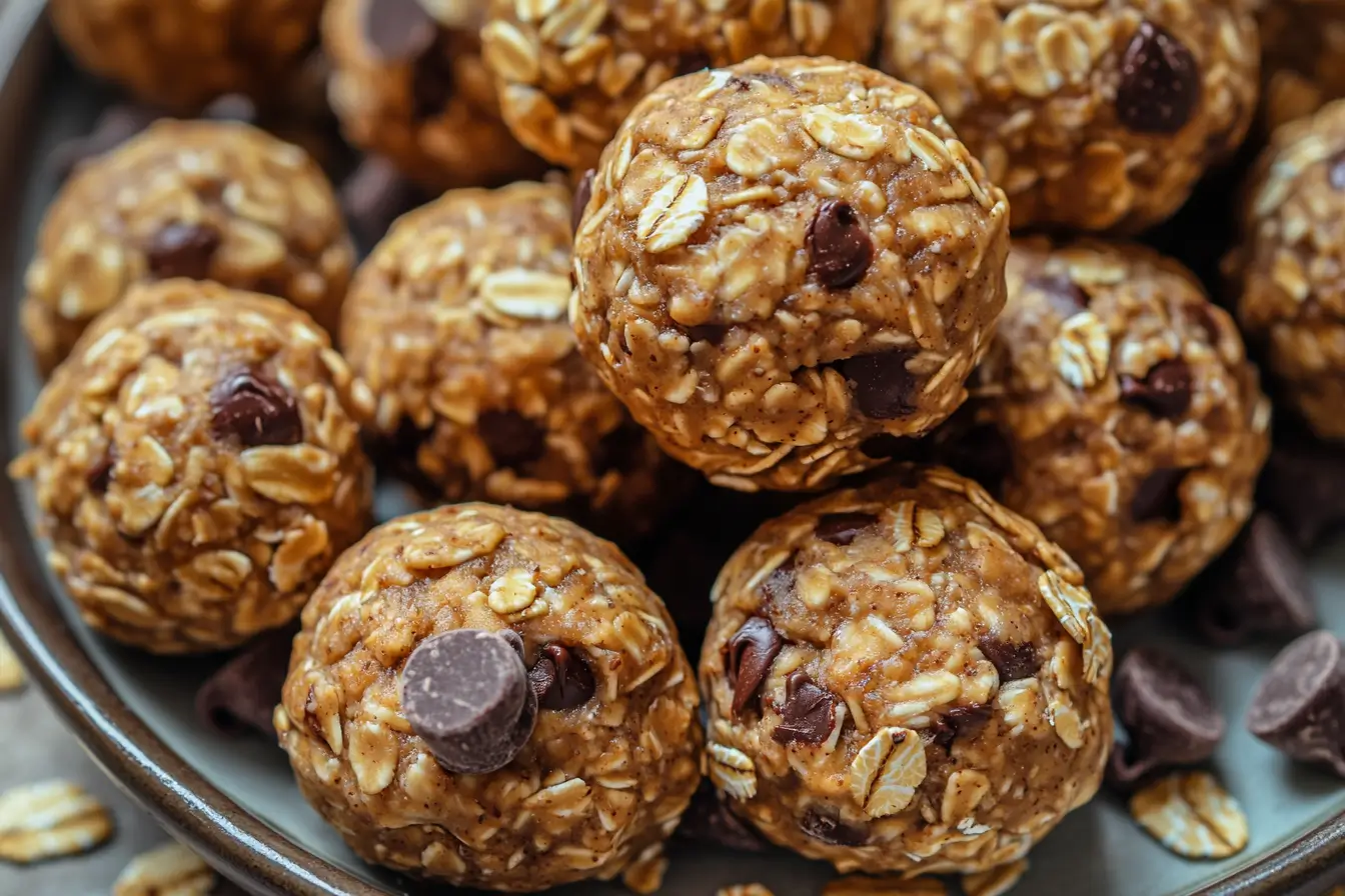 Peanut Butter Oatmeal Balls on Plate