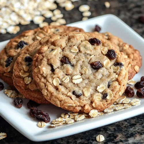 Freshly baked quaker oatmeal raisin cookies