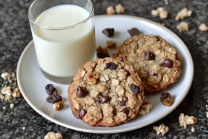 Serving gluten free oatmeal cookies with milk