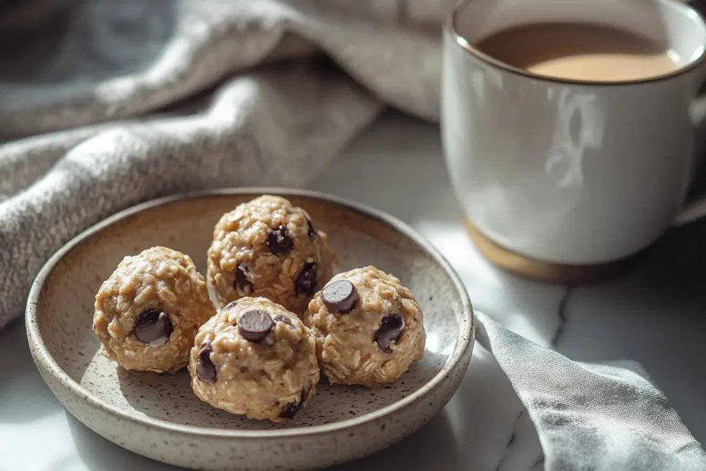 Peanut butter oatmeal balls served as a snack