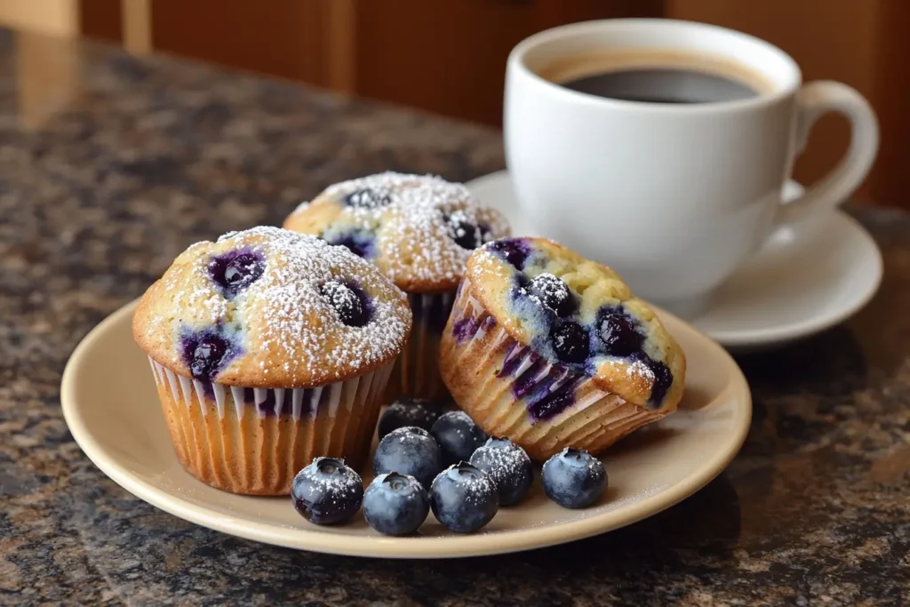 Sourdough blueberry muffins and coffee