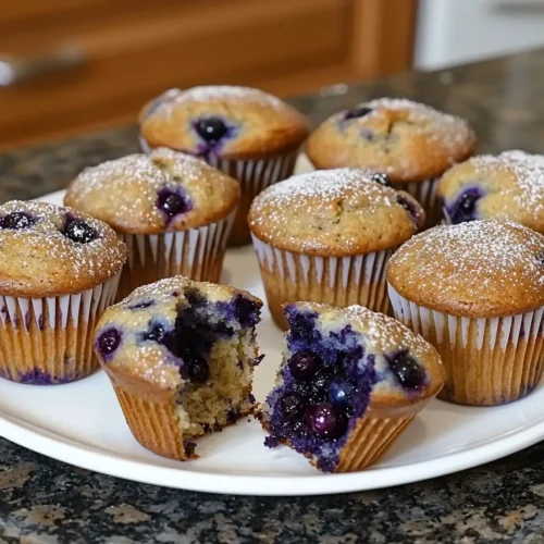 Sourdough blueberry muffins on a plate