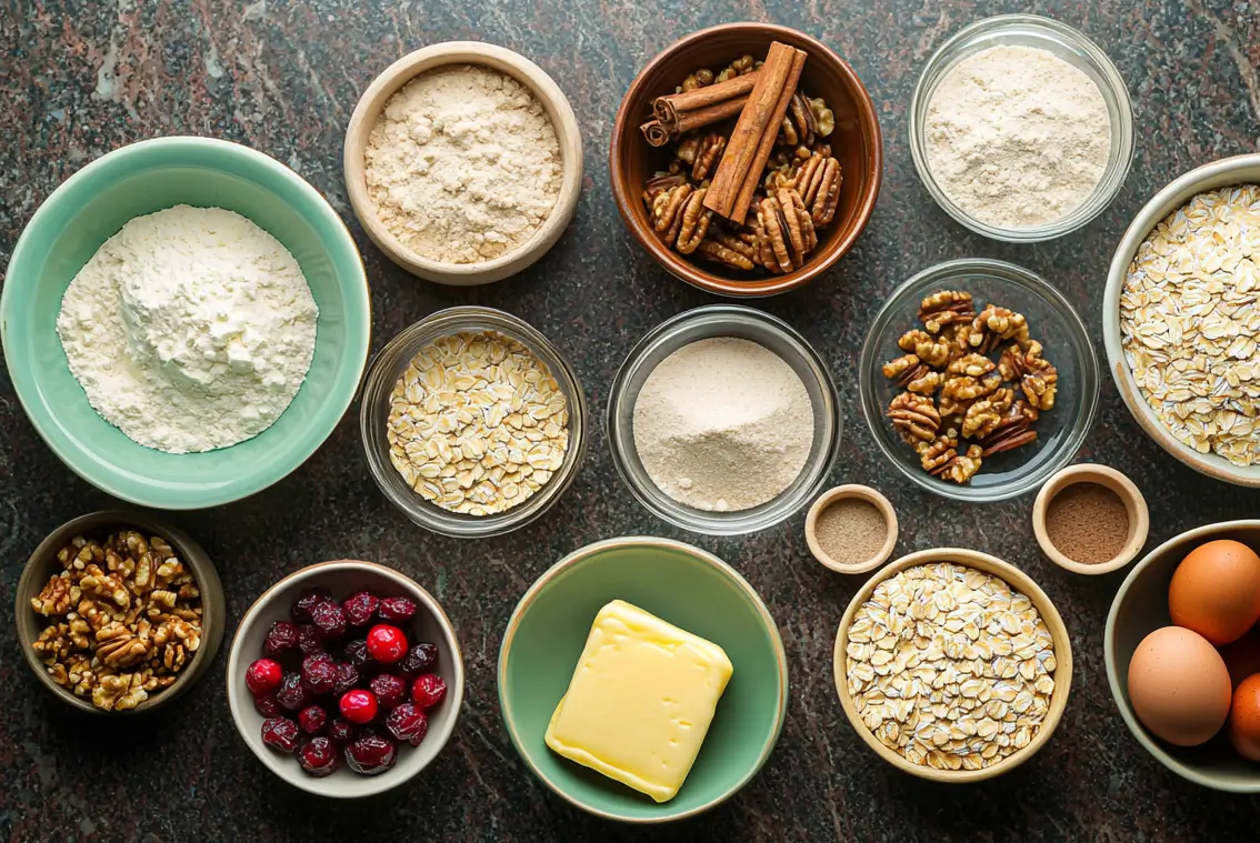 Ingredients for cranberry oatmeal cookies