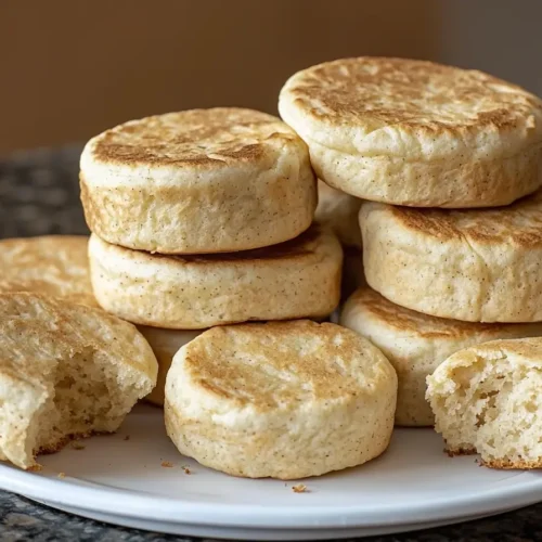 Stack of gluten free english muffins