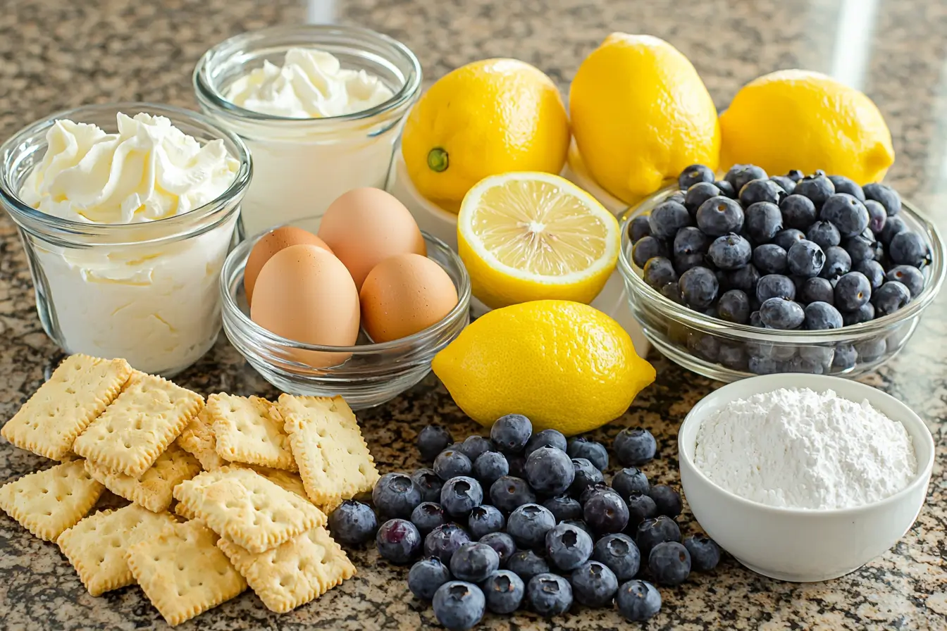 Lemon blueberry cheesecake ingredients