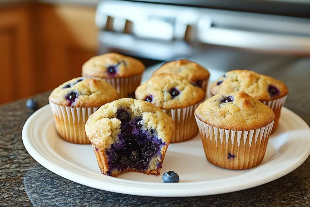 Close up of mini blueberry muffins