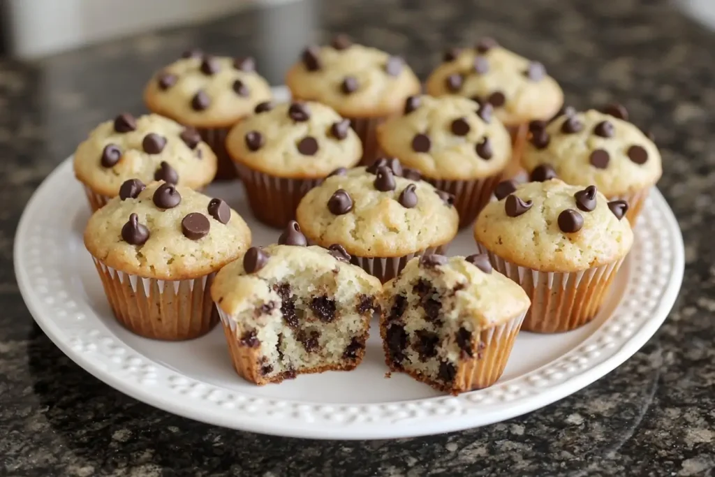 Delicious homemade mini chocolate chip muffins