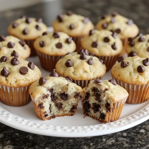 Delicious homemade mini chocolate chip muffins