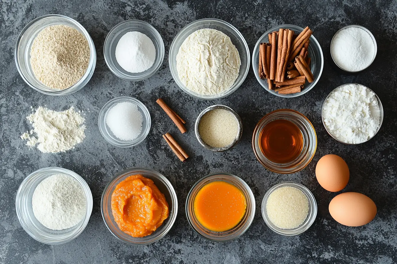 Key ingredients for making pumpkin banana muffins