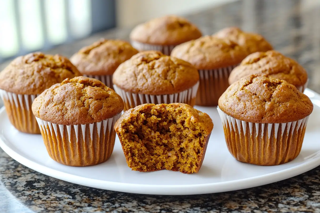 Delicious pumpkin banana muffins on a board