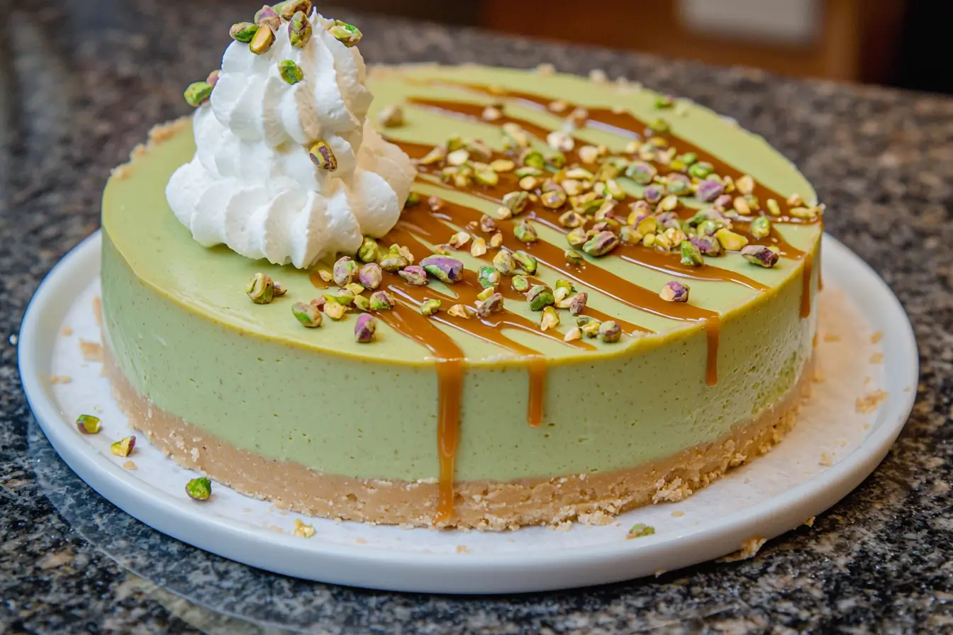 Salted Caramel Pistachio Cheesecake