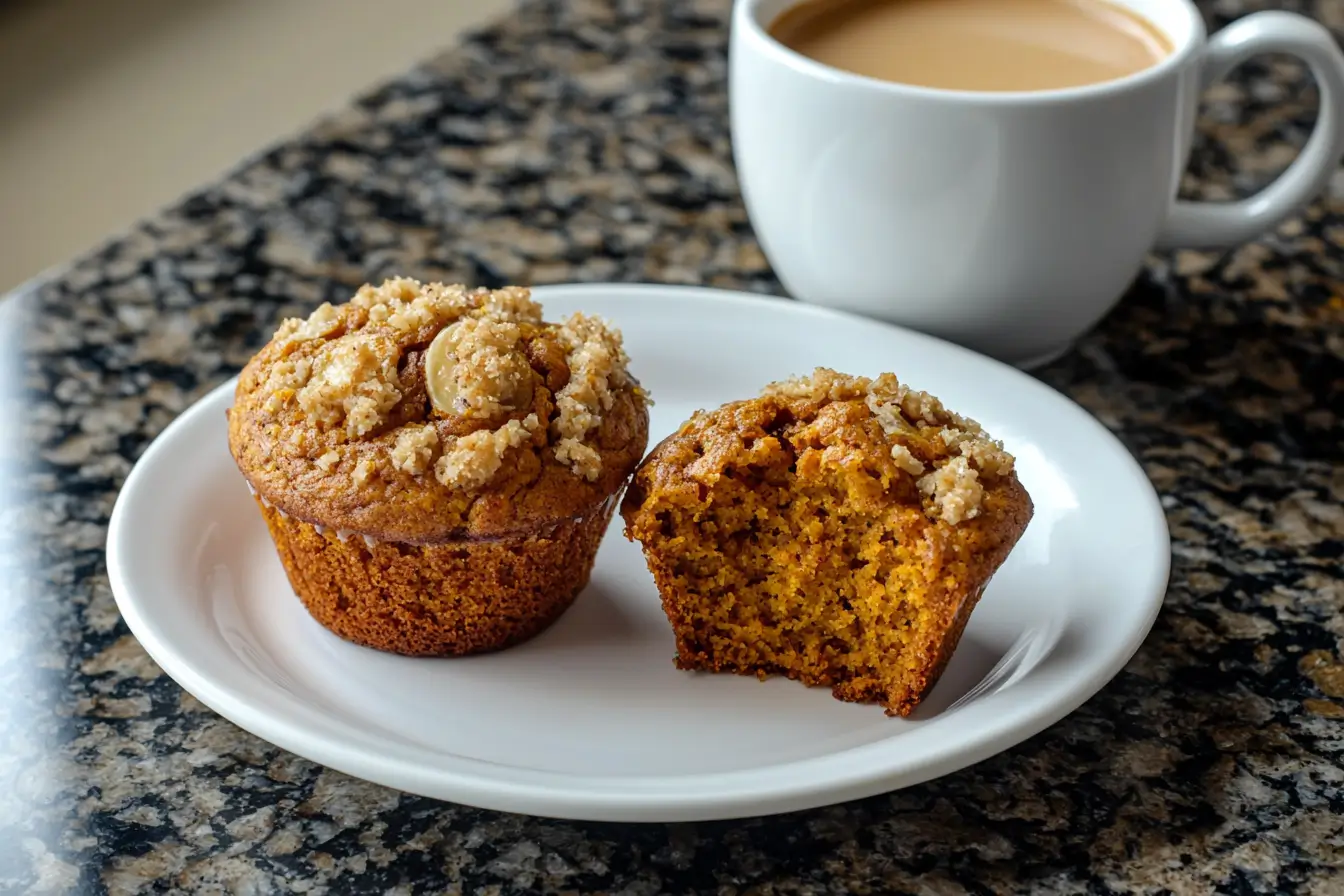 Pumpkin banana muffin with coffee
