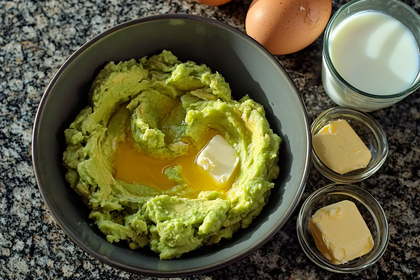 Ingredients for making avocado bread