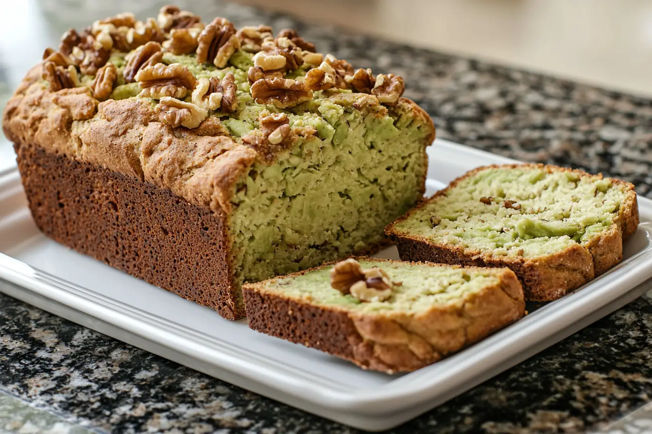 Freshly baked sliced avocado bread
