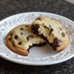 Close-up of chocolate chip cheesecake cookies
