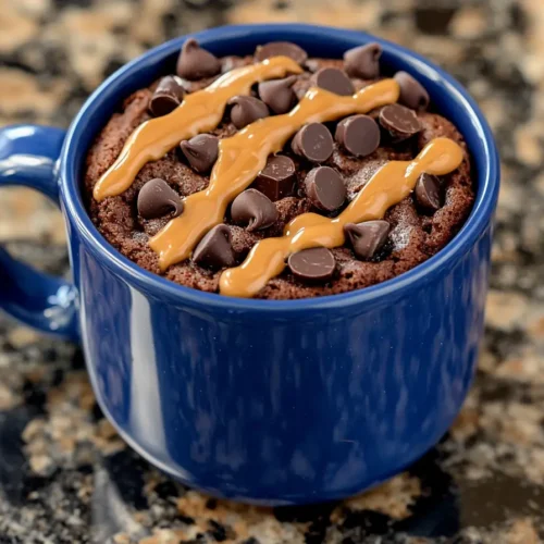 Chocolate peanut butter protein mug cake