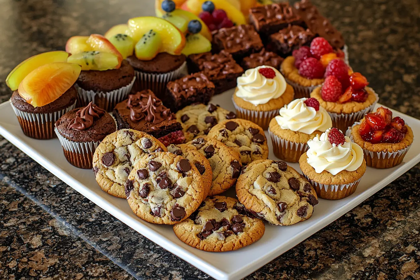 Chocolate chip cheesecake cookies on a dessert bar