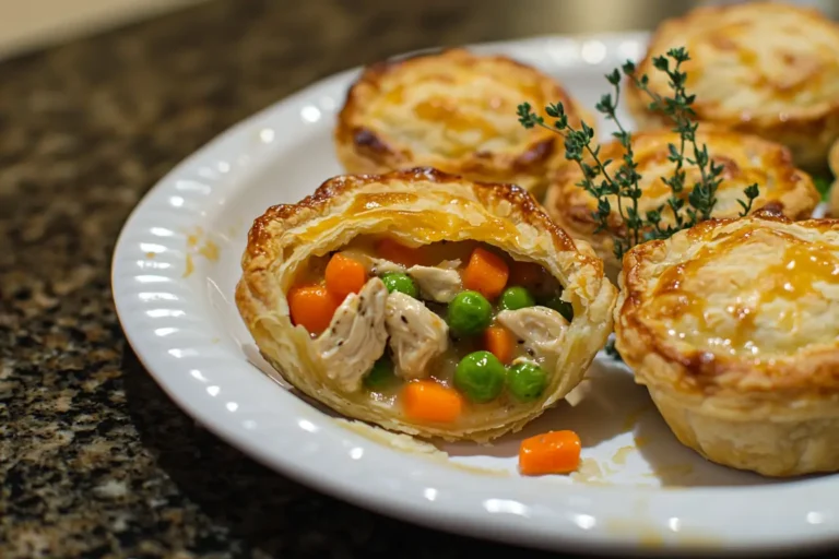 Mini chicken pot pies on a plate