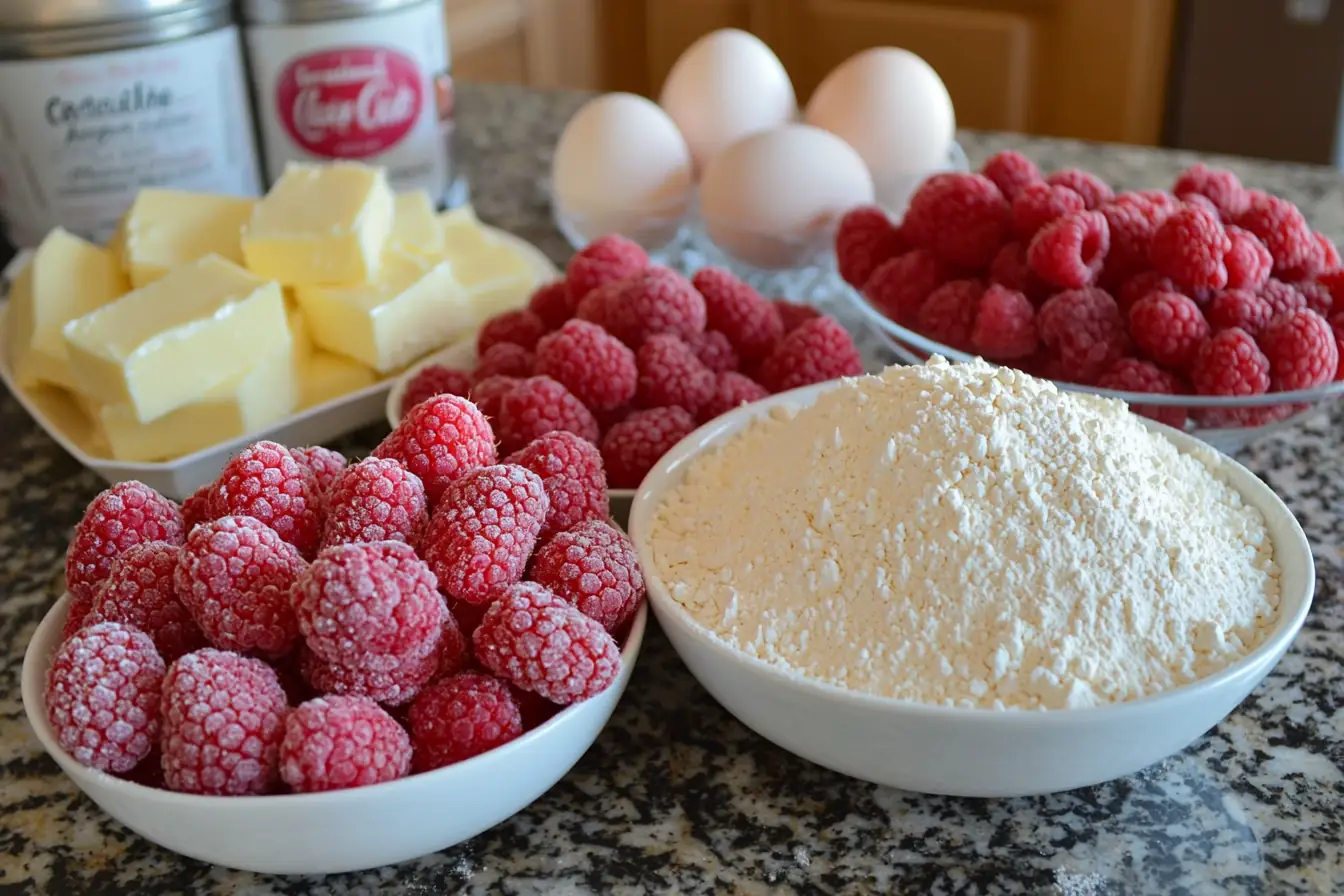Ingredients for raspberry cheesecake cookies