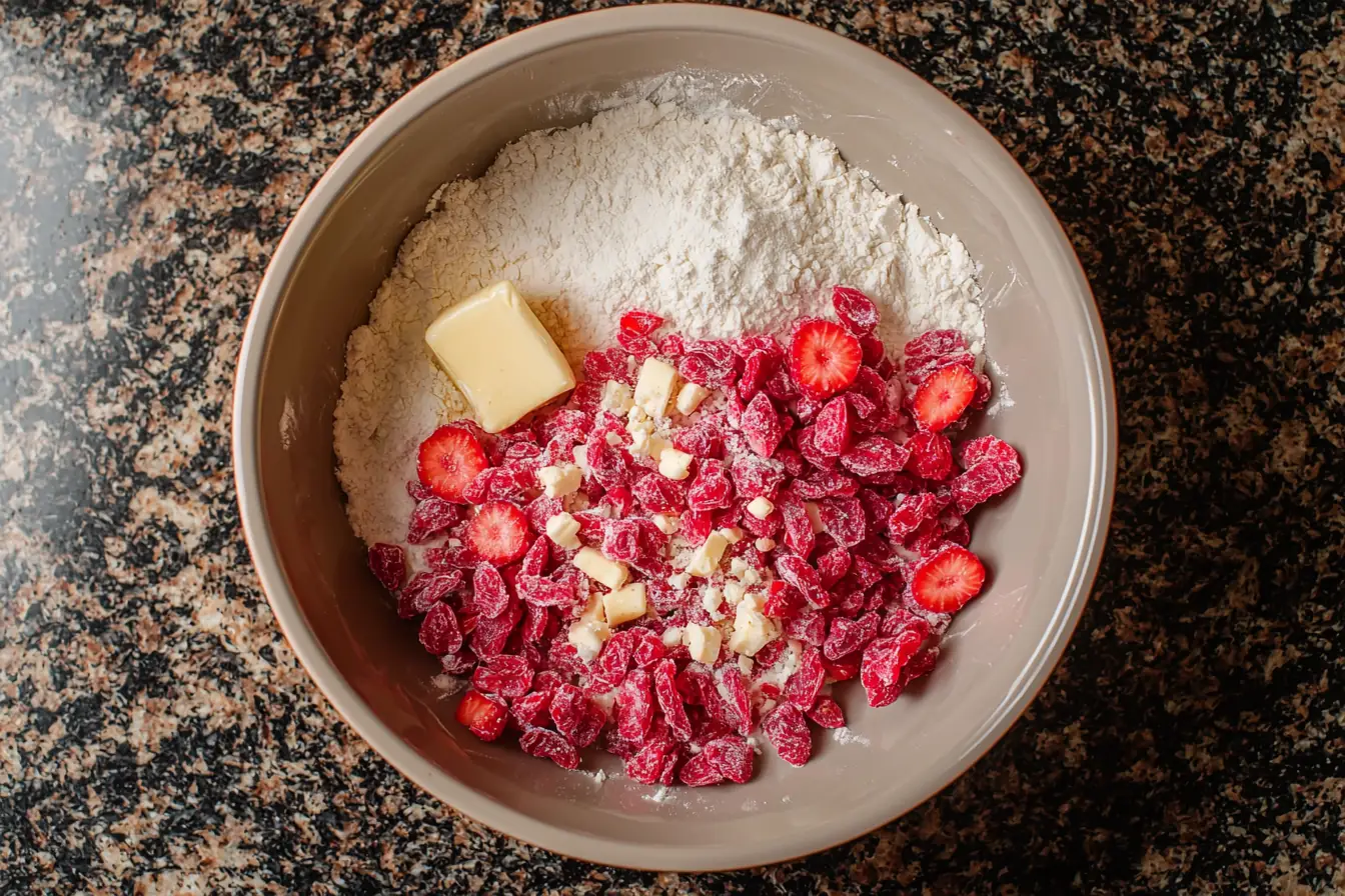 Strawberry crunch topping preparation
